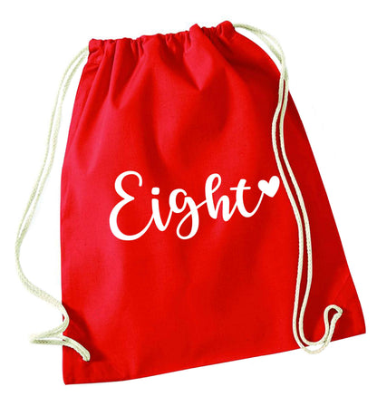 Eight and heart red drawstring bag 