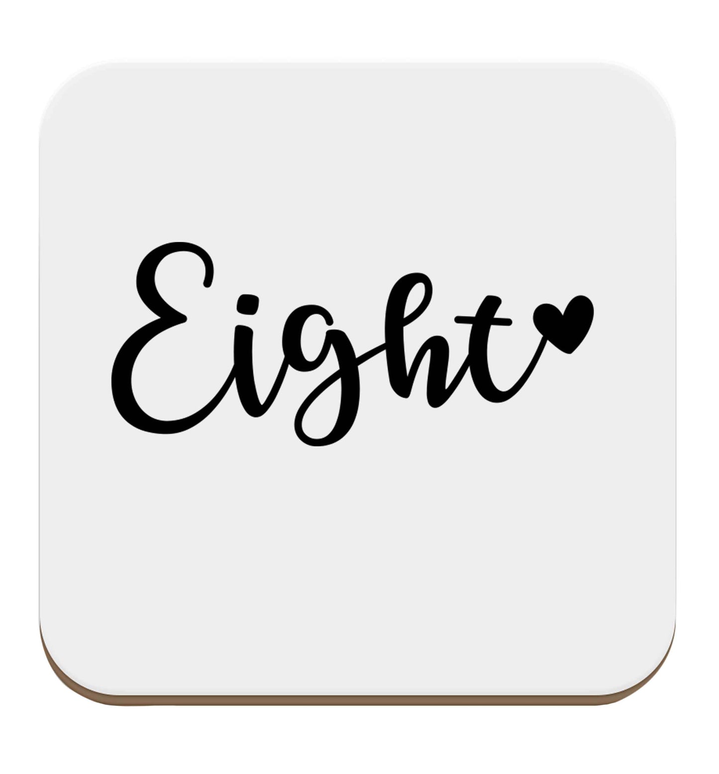 Eight and heart set of four coasters