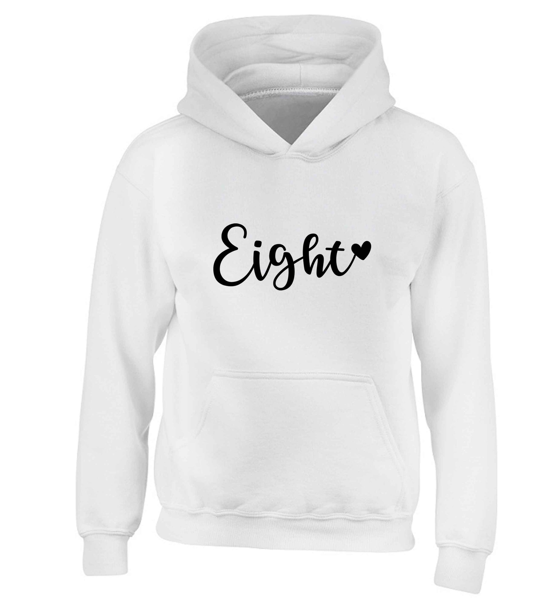 Eight and heart children's white hoodie 12-13 Years