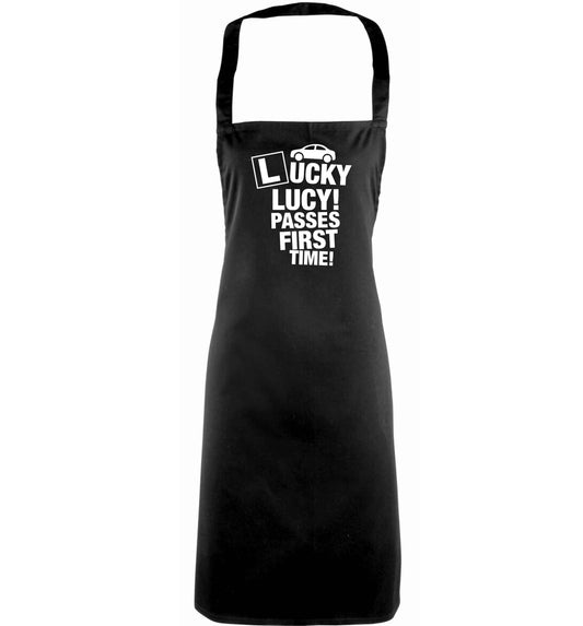 Personalised Lucky passes first time adults black apron