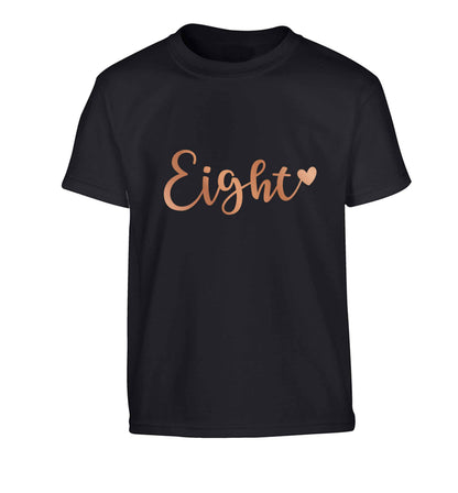 Eight rose gold Children's black Tshirt 12-13 Years
