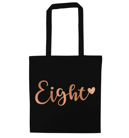 Eight rose gold black tote bag