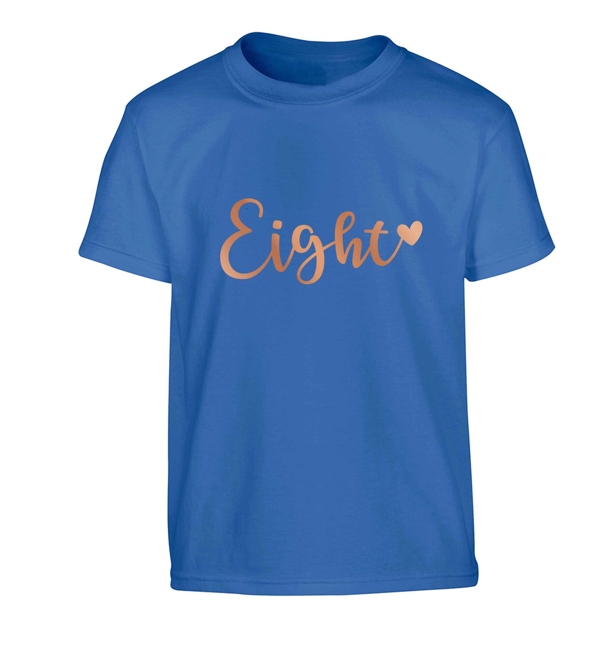 Eight rose gold Children's blue Tshirt 12-13 Years