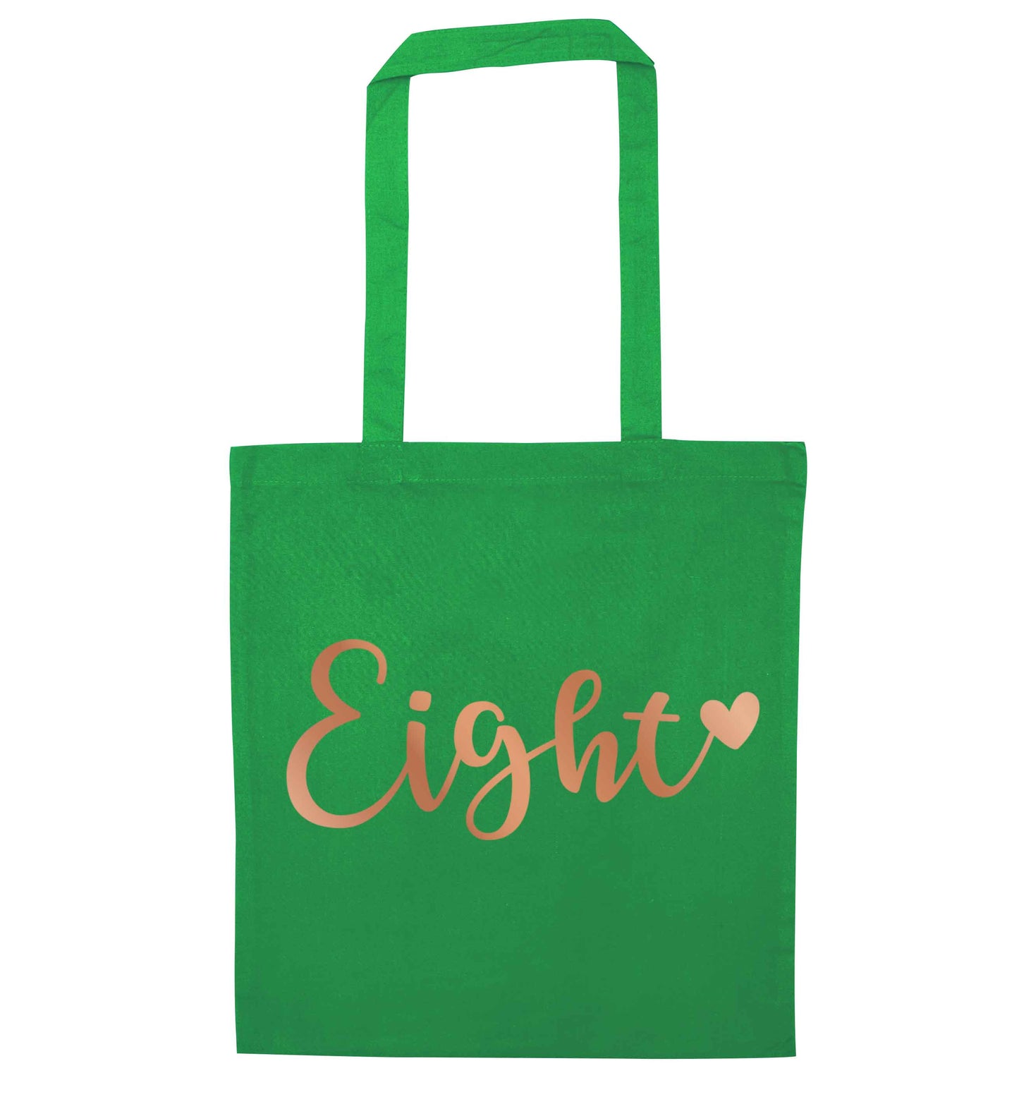 Eight rose gold green tote bag