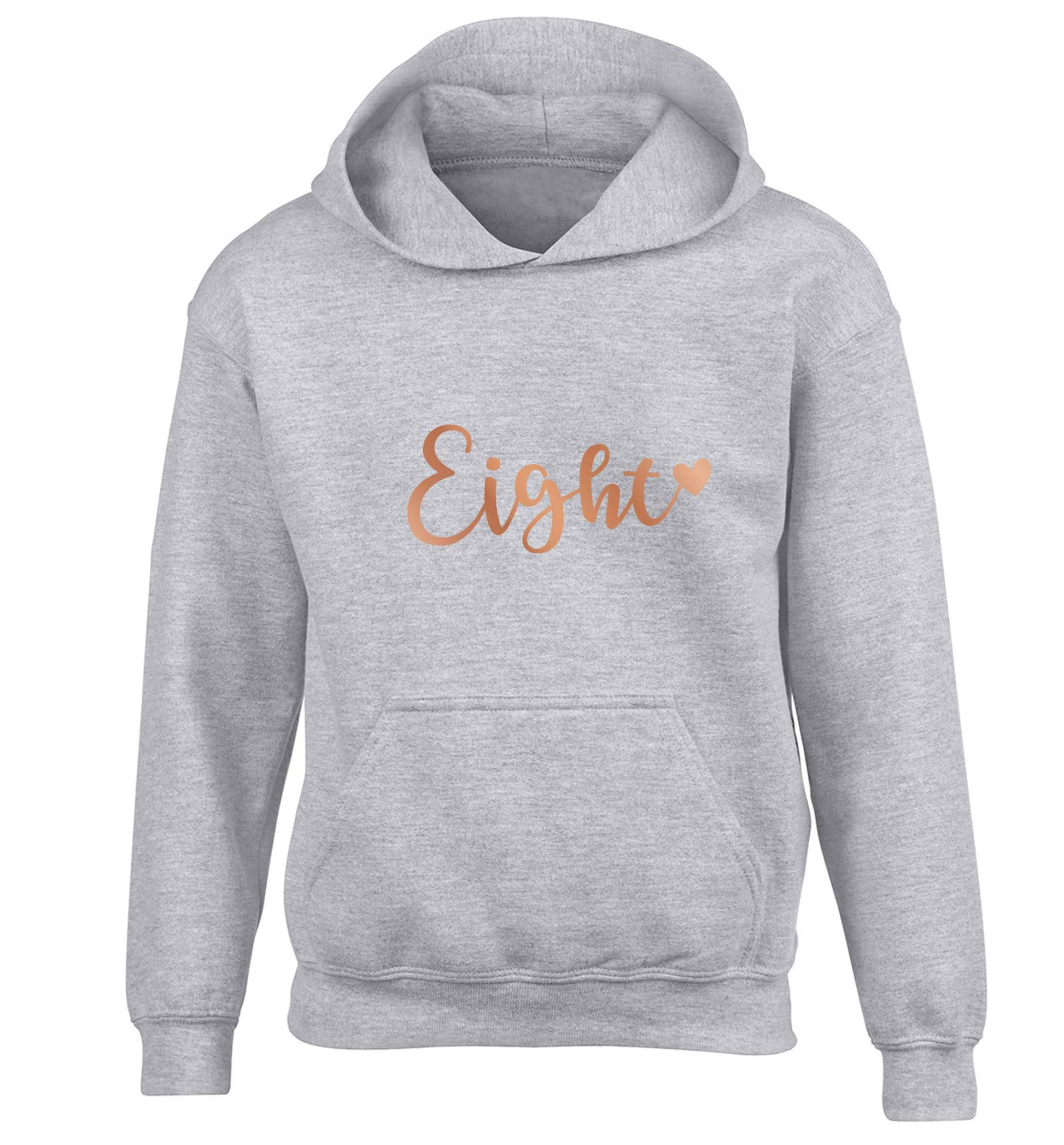 Eight rose gold children's grey hoodie 12-13 Years