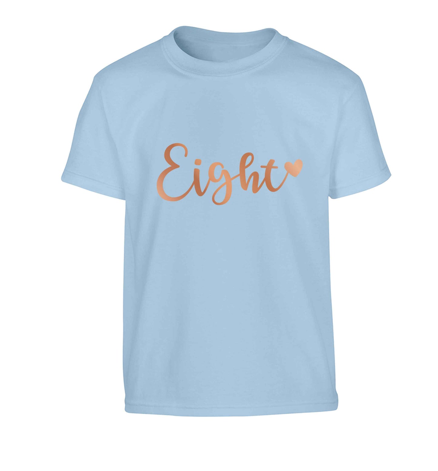 Eight rose gold Children's light blue Tshirt 12-13 Years