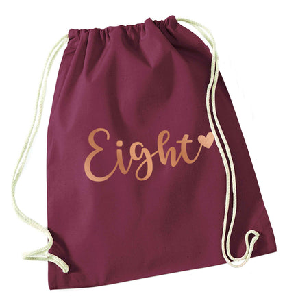 Eight rose gold maroon drawstring bag