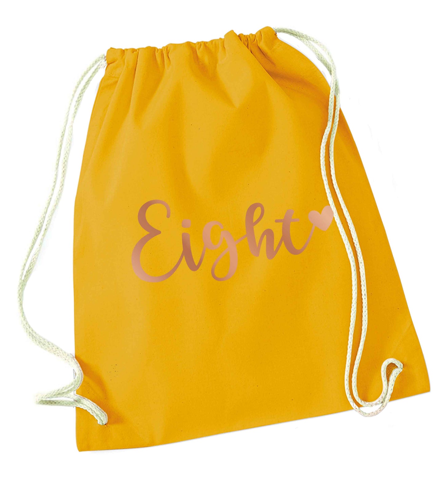 Eight rose gold mustard drawstring bag