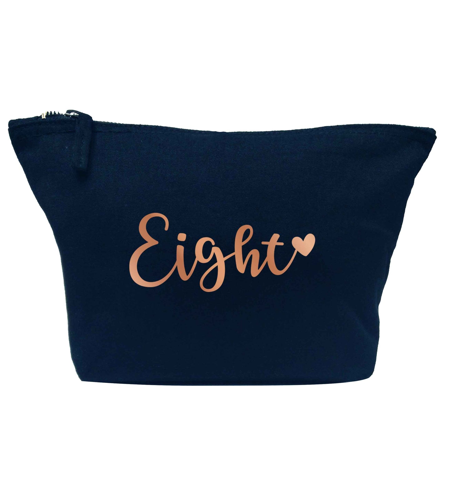 Eight rose gold navy makeup bag