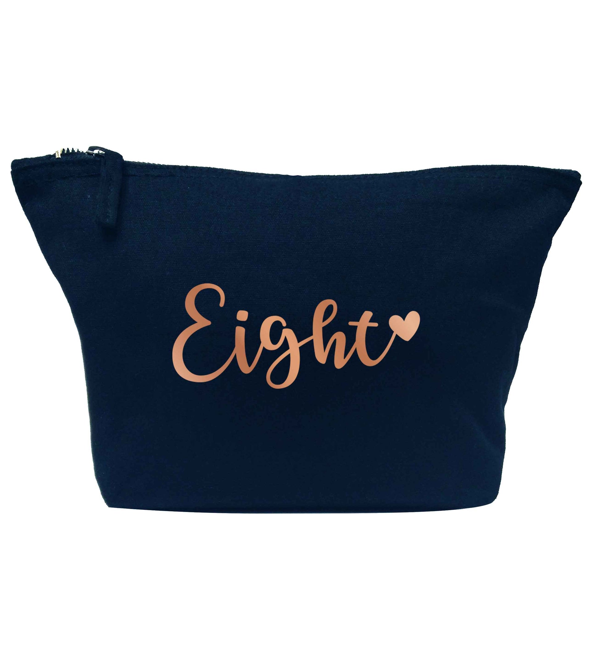 Eight rose gold navy makeup bag