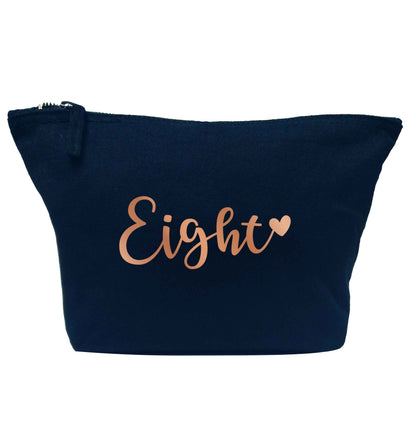 Eight rose gold navy makeup bag