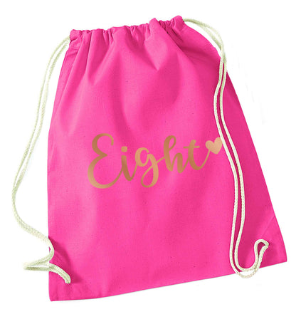 Eight rose gold pink drawstring bag