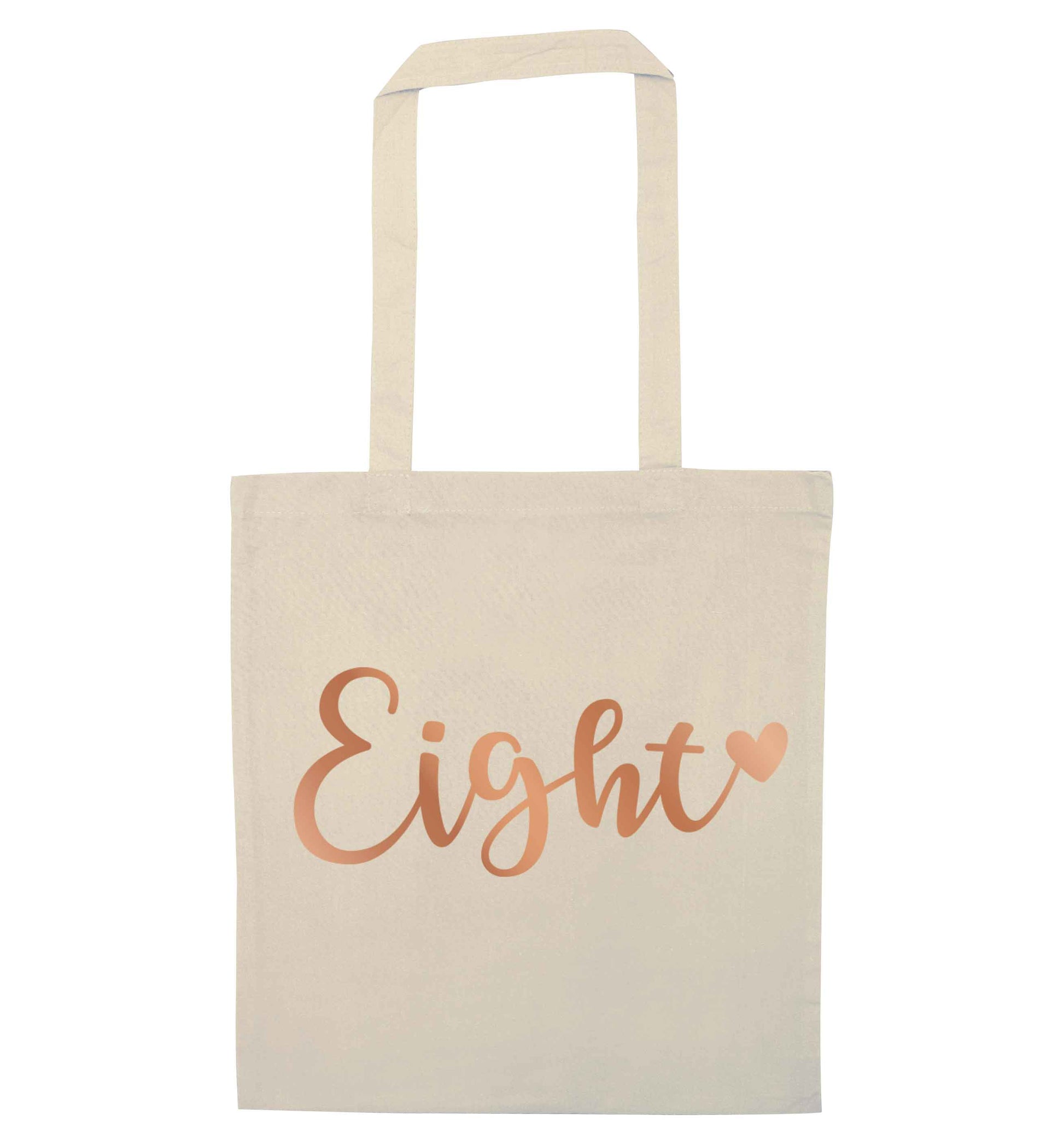 Eight rose gold natural tote bag