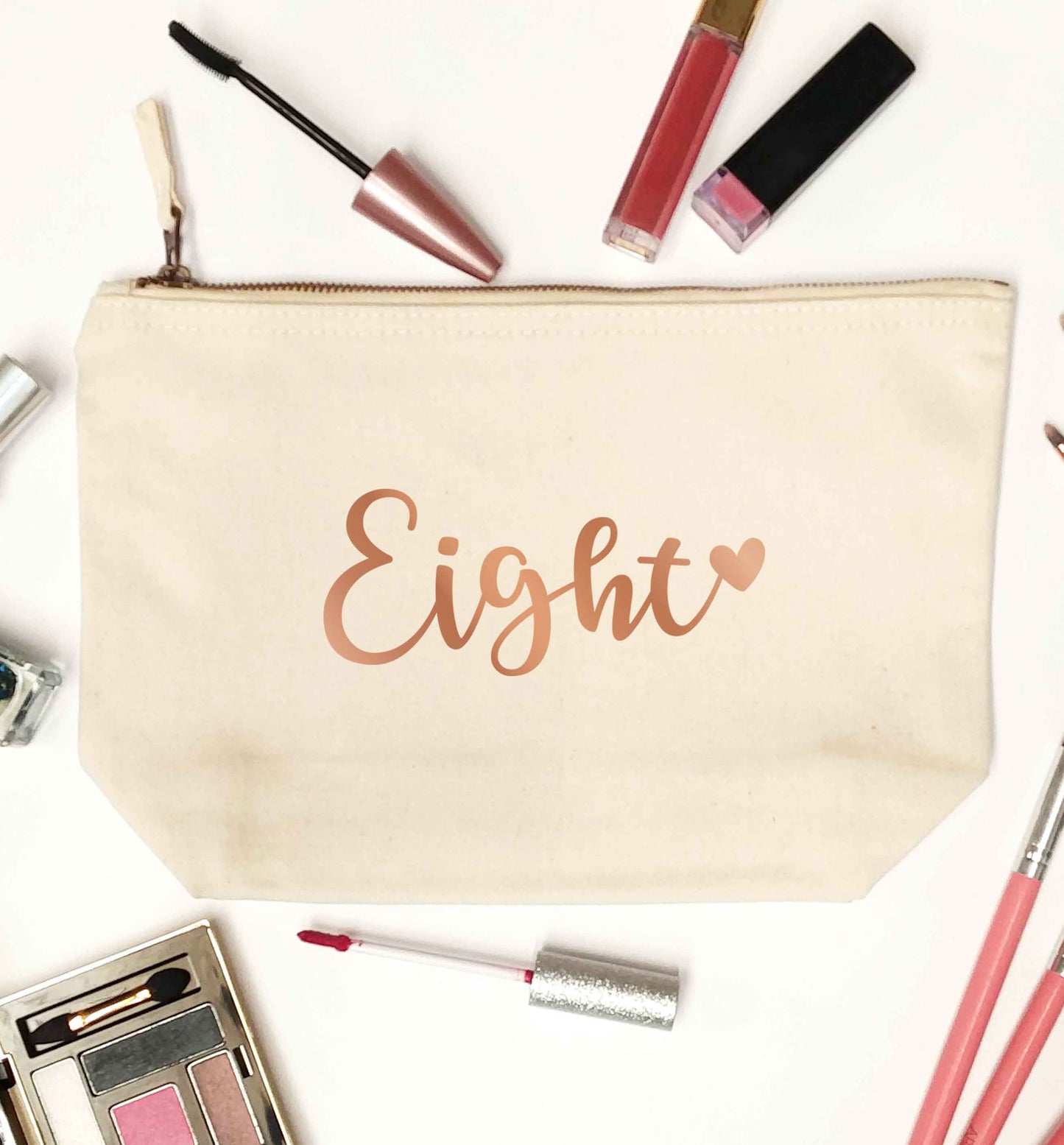 Eight rose gold natural makeup bag