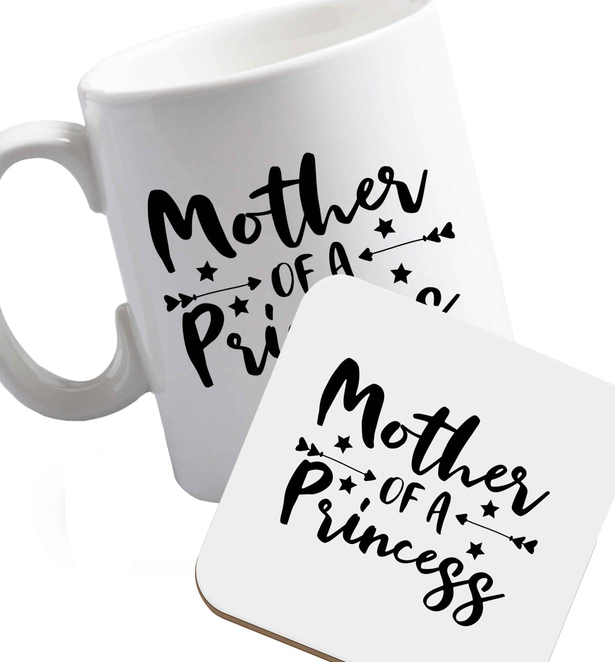 10 oz Favourite Type Pan Pancake ceramic mug and coaster set right handed