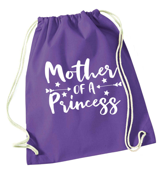 Mother of a princess purple drawstring bag