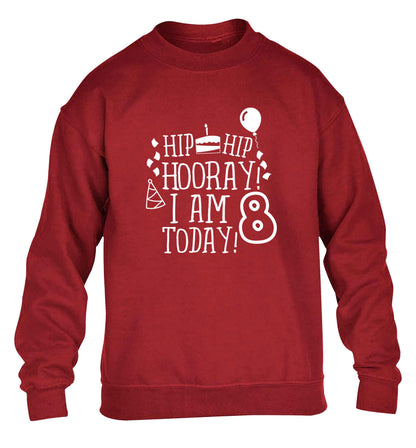Hip hip hooray I am 8 today! children's grey sweater 12-13 Years