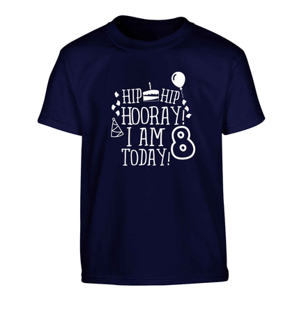 Hip hip hooray I am 8 today! Children's navy Tshirt 12-13 Years