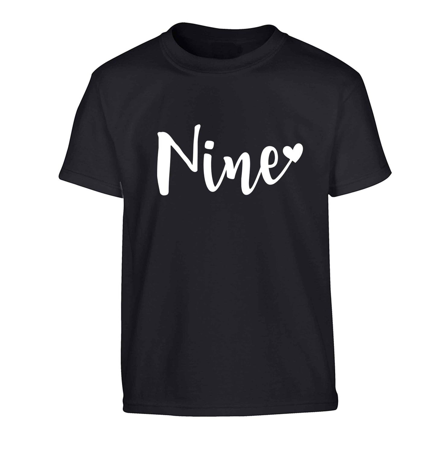 Nine and heart Children's black Tshirt 12-13 Years