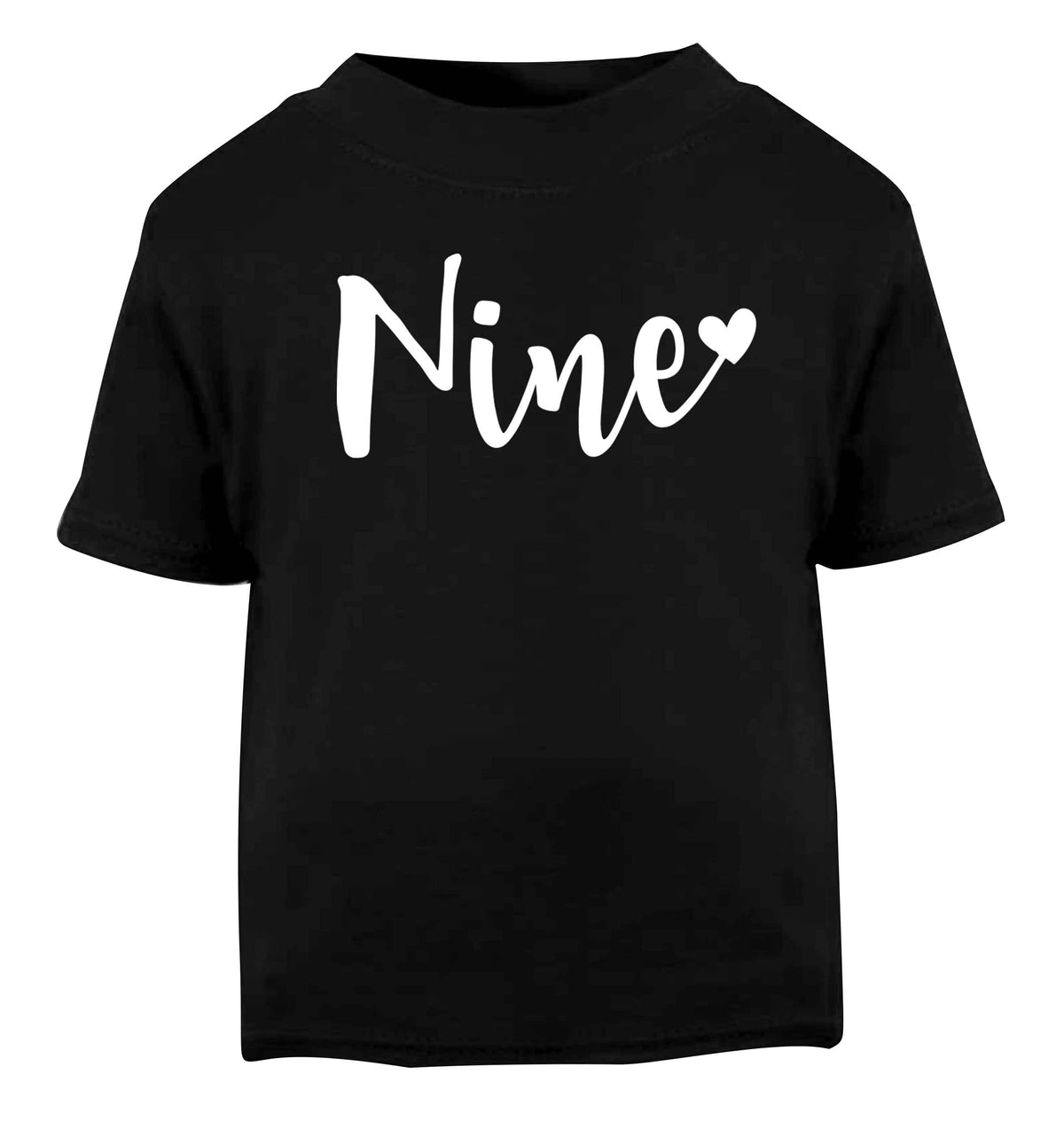 Nine and heart Black baby toddler Tshirt 2 years