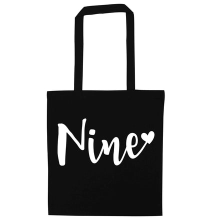Nine and heart black tote bag