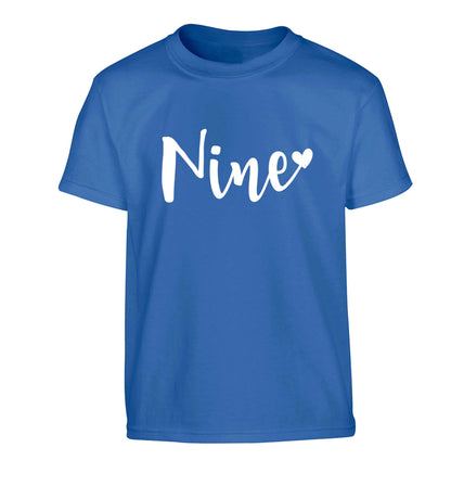 Nine and heart Children's blue Tshirt 12-13 Years