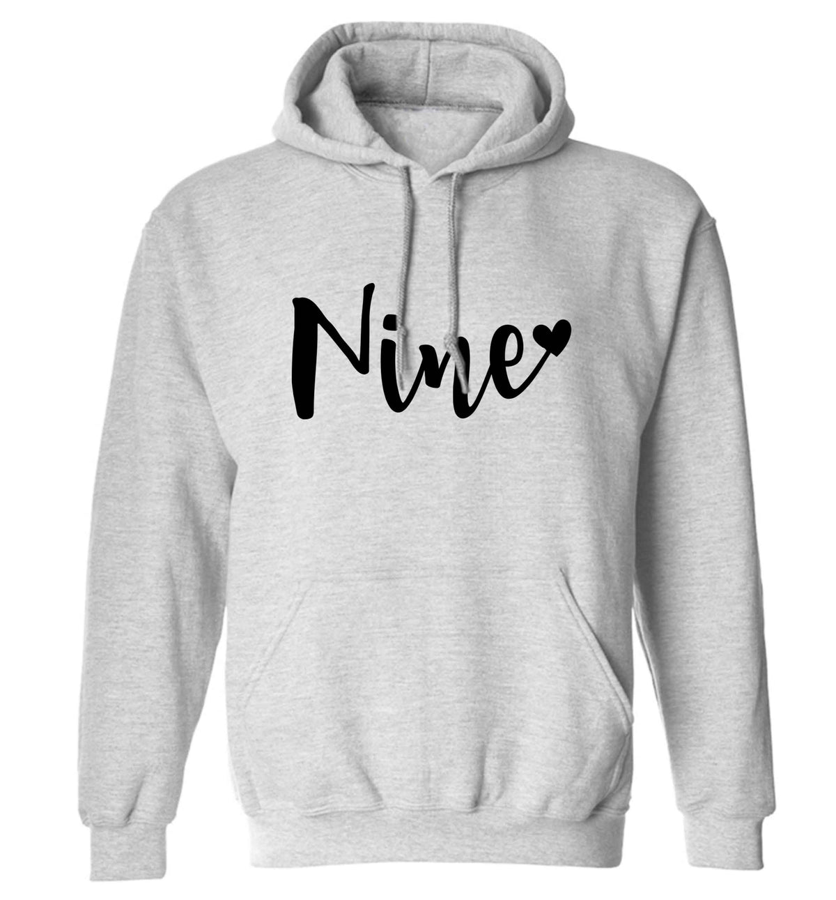 Nine and heart adults unisex grey hoodie 2XL