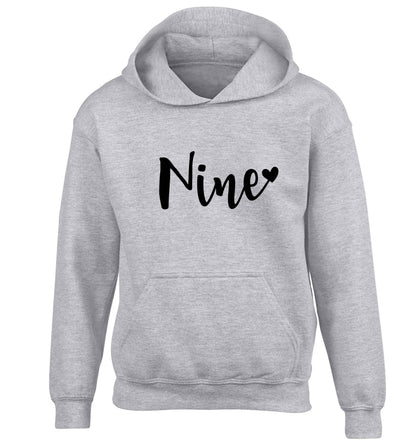 Nine and heart children's grey hoodie 12-13 Years