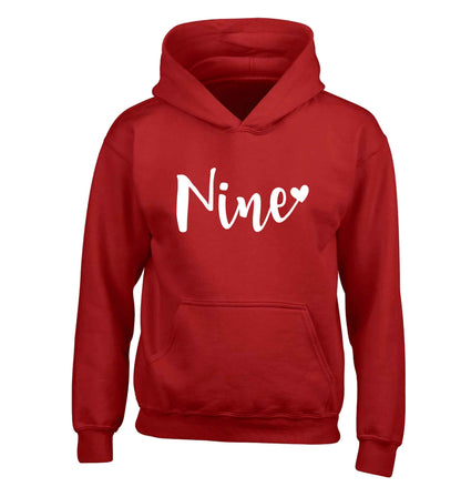 Nine and heart children's red hoodie 12-13 Years