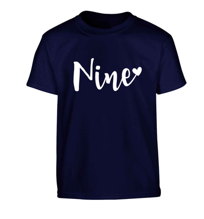 Nine and heart Children's navy Tshirt 12-13 Years