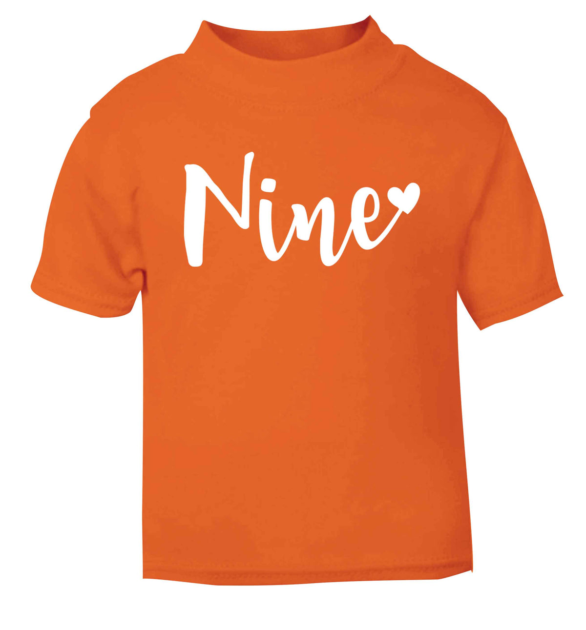 Nine and heart orange baby toddler Tshirt 2 Years