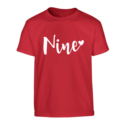 Nine and heart Children's red Tshirt 12-13 Years