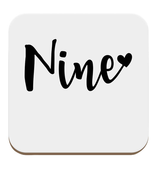 Nine and heart set of four coasters