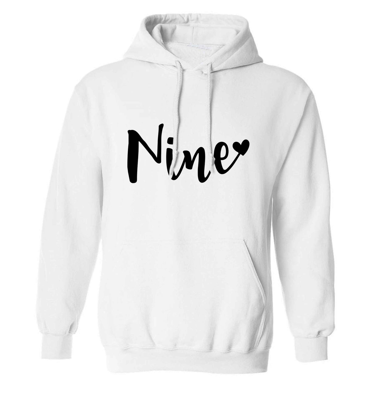 Nine and heart adults unisex white hoodie 2XL