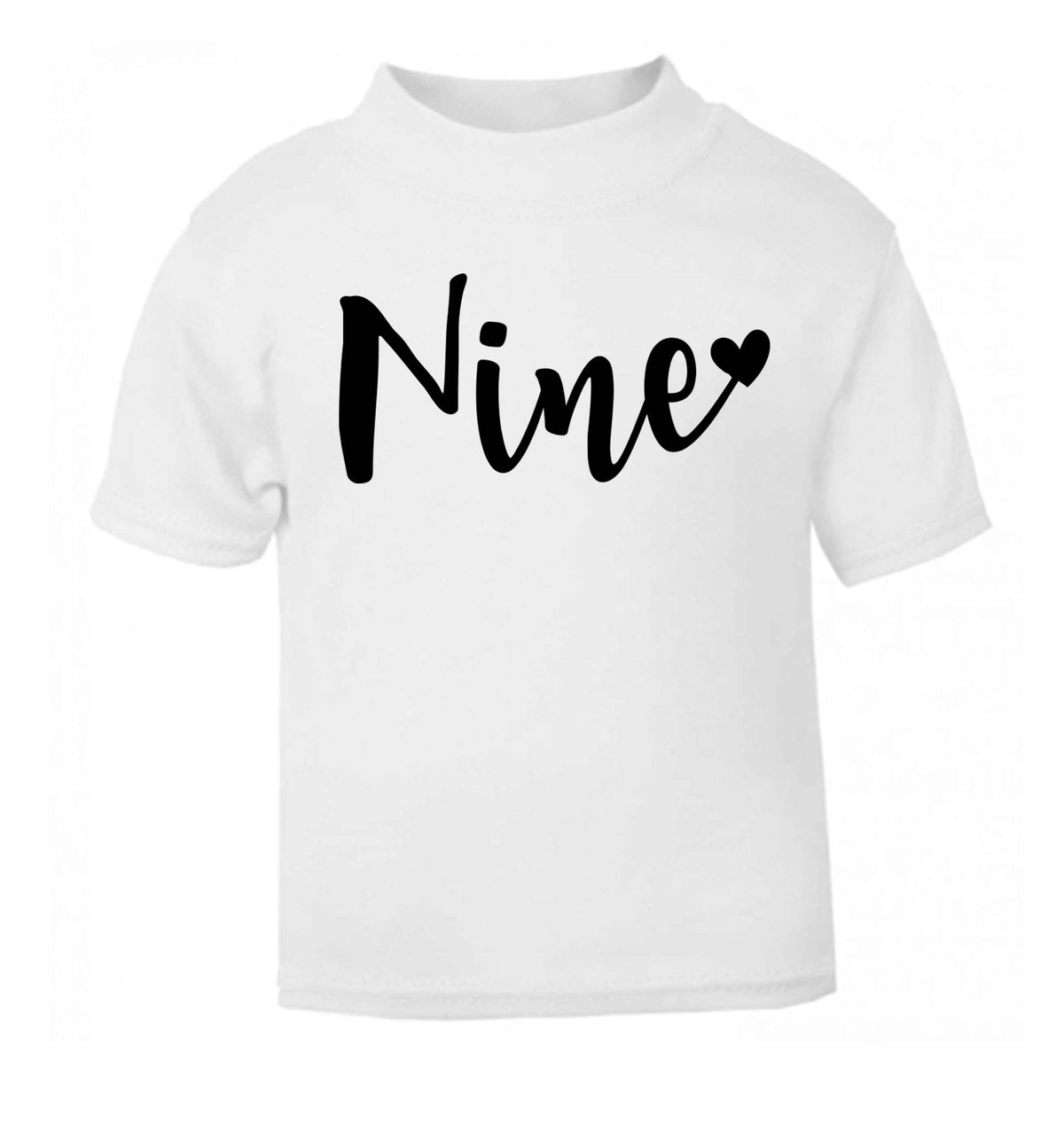 Nine and heart white baby toddler Tshirt 2 Years