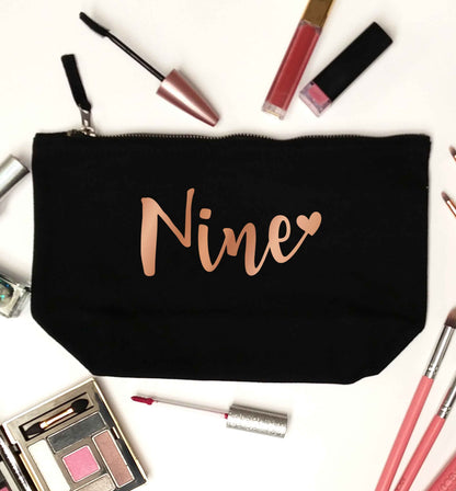 Rose gold nine black makeup bag