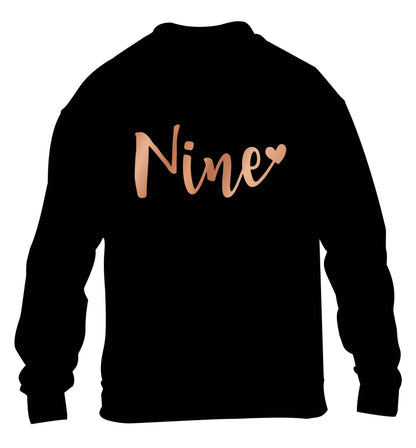 Rose gold nine children's black sweater 12-13 Years