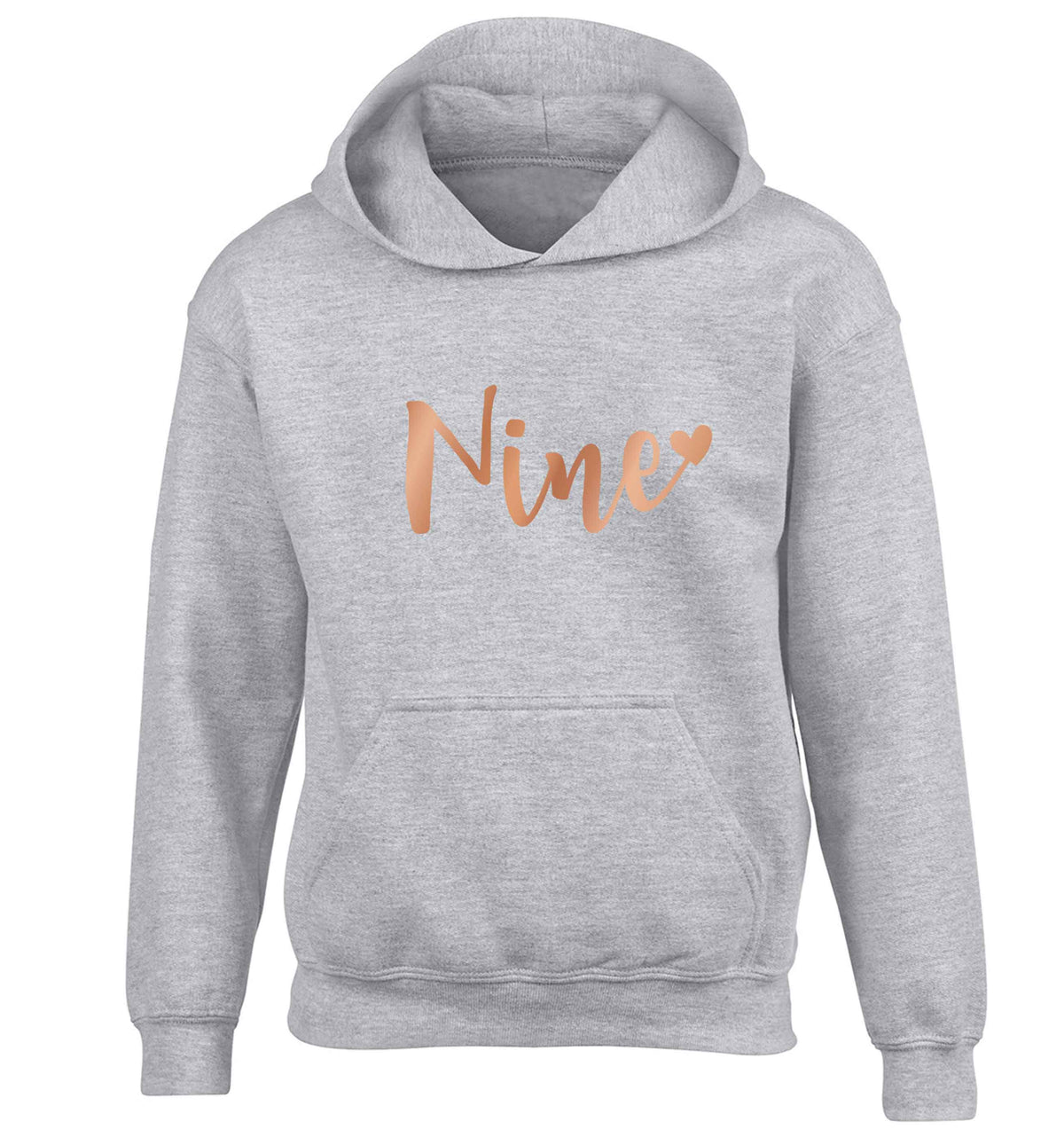 Rose gold nine children's grey hoodie 12-13 Years