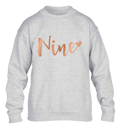 Rose gold nine children's grey sweater 12-13 Years