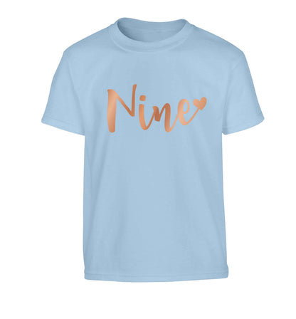 Rose gold nine Children's light blue Tshirt 12-13 Years