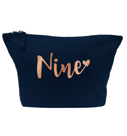 Rose gold nine navy makeup bag
