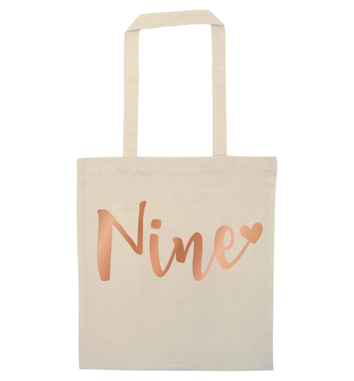 Rose gold nine natural tote bag