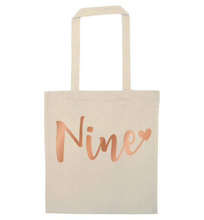 Rose gold nine natural tote bag