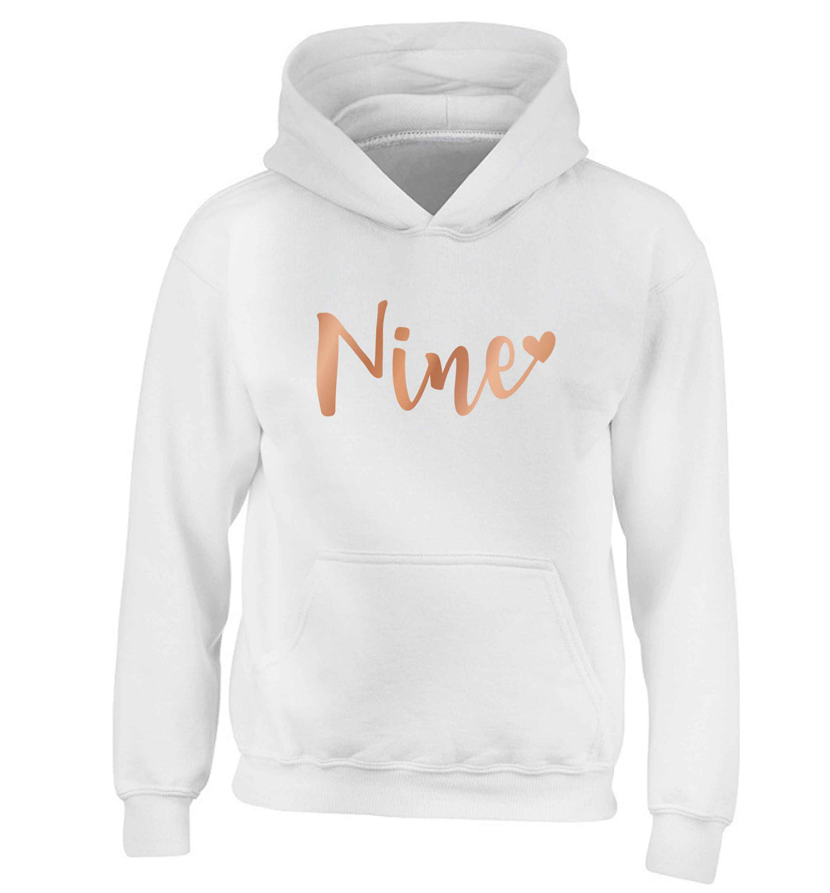 Rose gold nine children's white hoodie 12-13 Years
