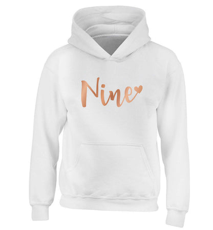 Rose gold nine children's white hoodie 12-13 Years