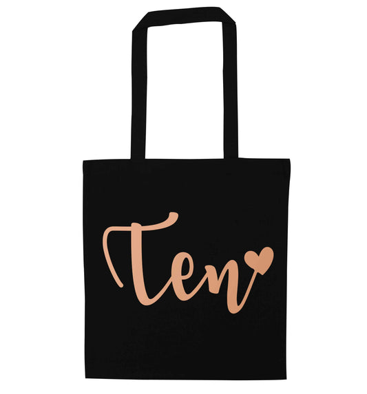 Rose gold ten black tote bag