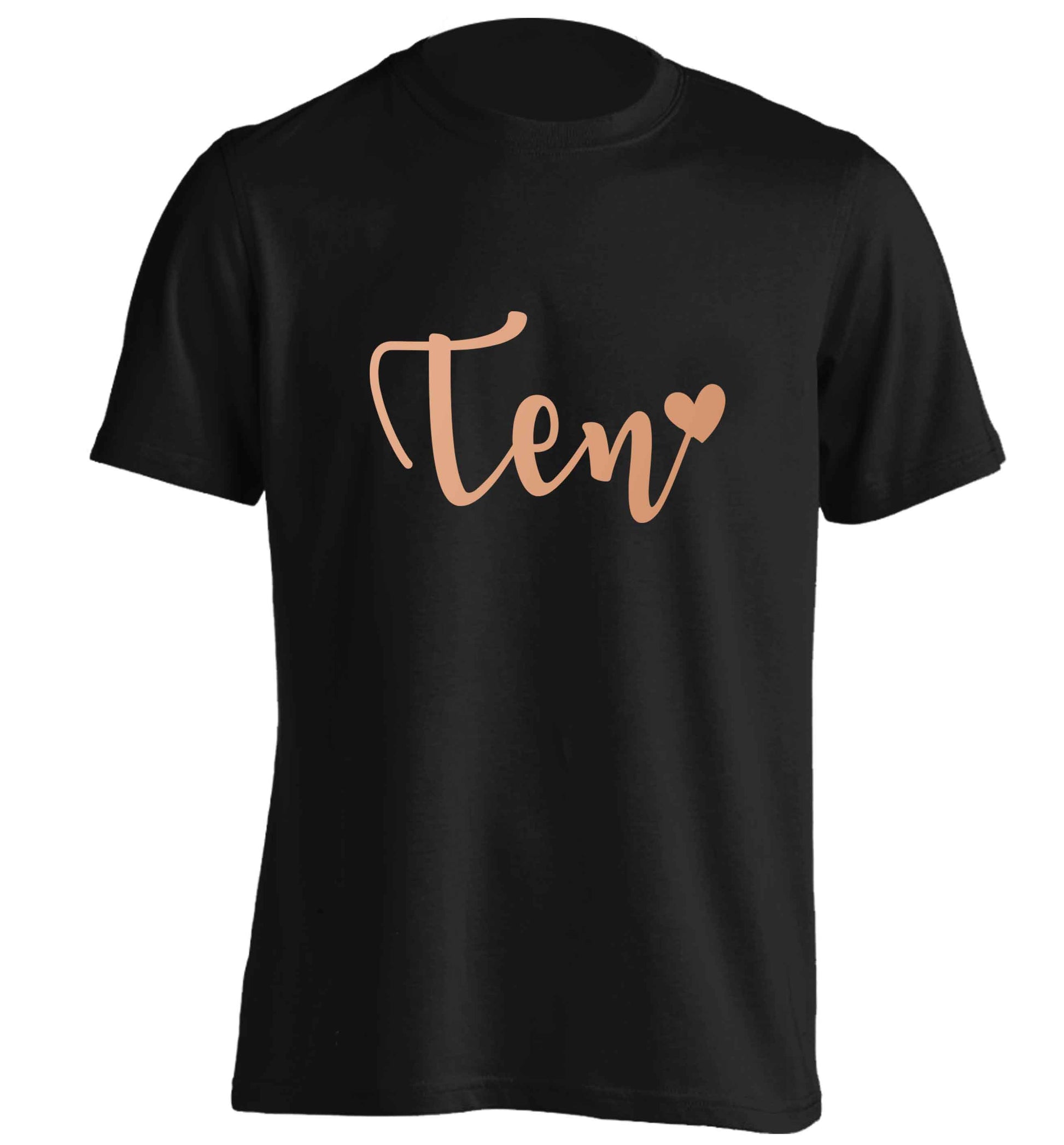 Rose gold ten adults unisex black Tshirt 2XL