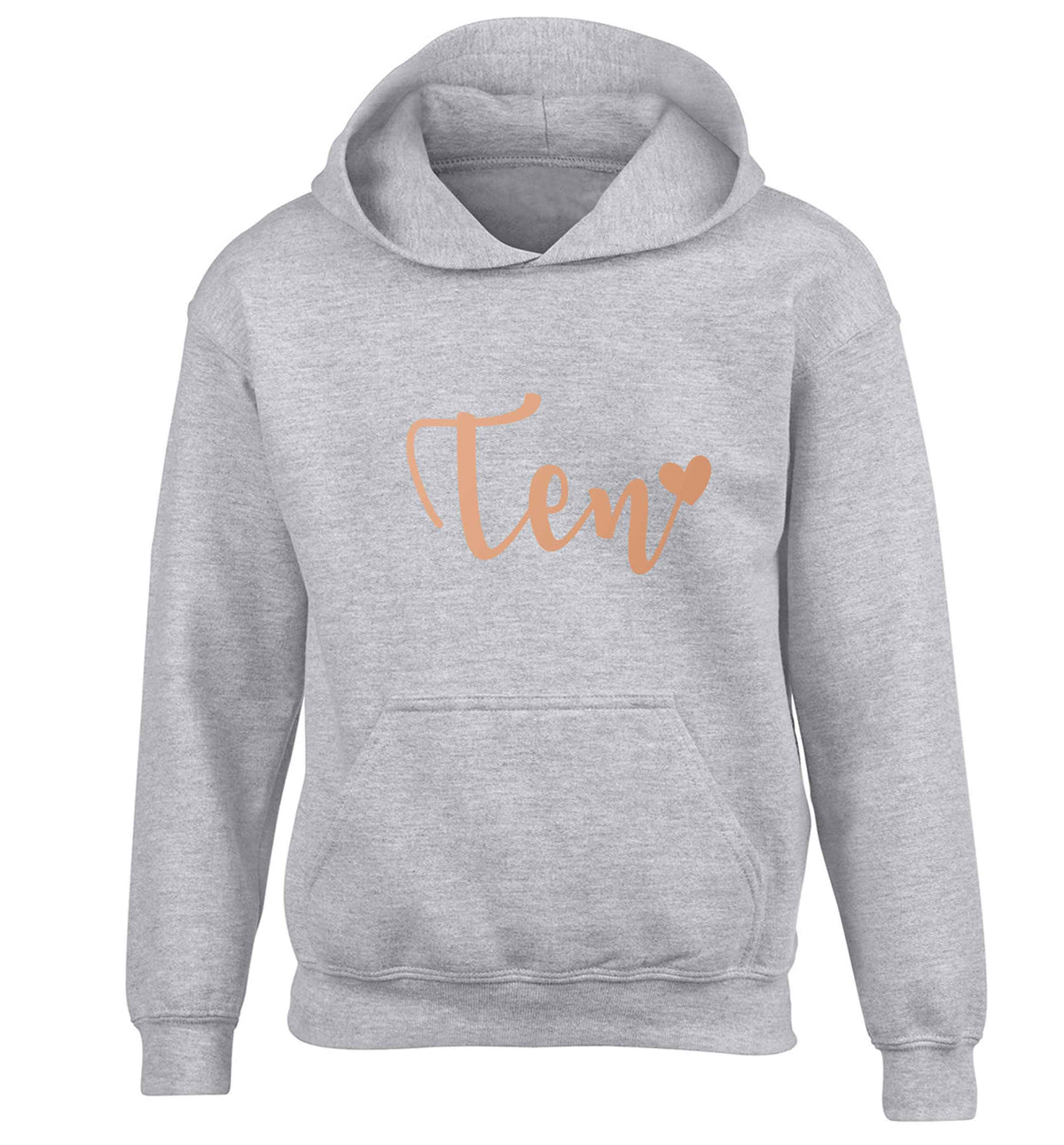 Rose gold ten children's grey hoodie 12-13 Years