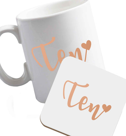10 oz Favourite Type Pan Pancake ceramic mug and coaster set right handed