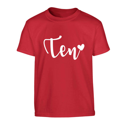 Rose gold ten Children's red Tshirt 12-13 Years
